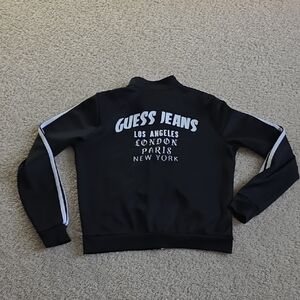 Guess Black Jacket with White Zipper and Red Tag